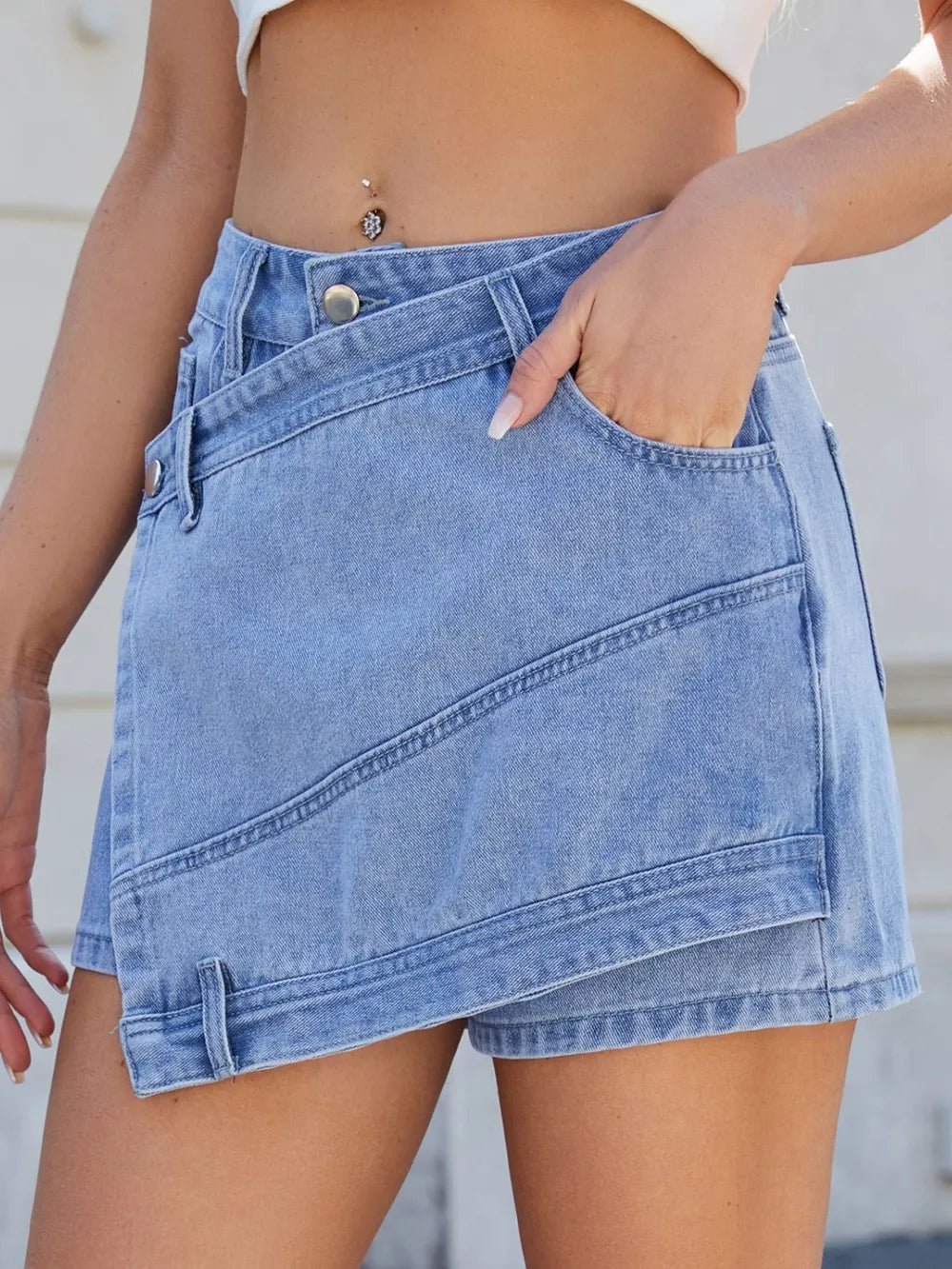 Asymmetrical Denim Skort with Pockets - DicartluzeDicartluze9bd807fc - f073 - 47ad - 8bbb - a5ebb25ebe61 - Max