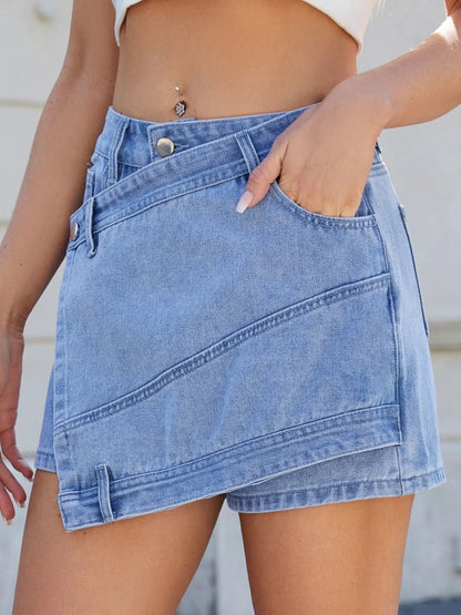 Asymmetrical Denim Skort with Pockets - DicartluzeDicartluze9bd807fc - f073 - 47ad - 8bbb - a5ebb25ebe61 - Max