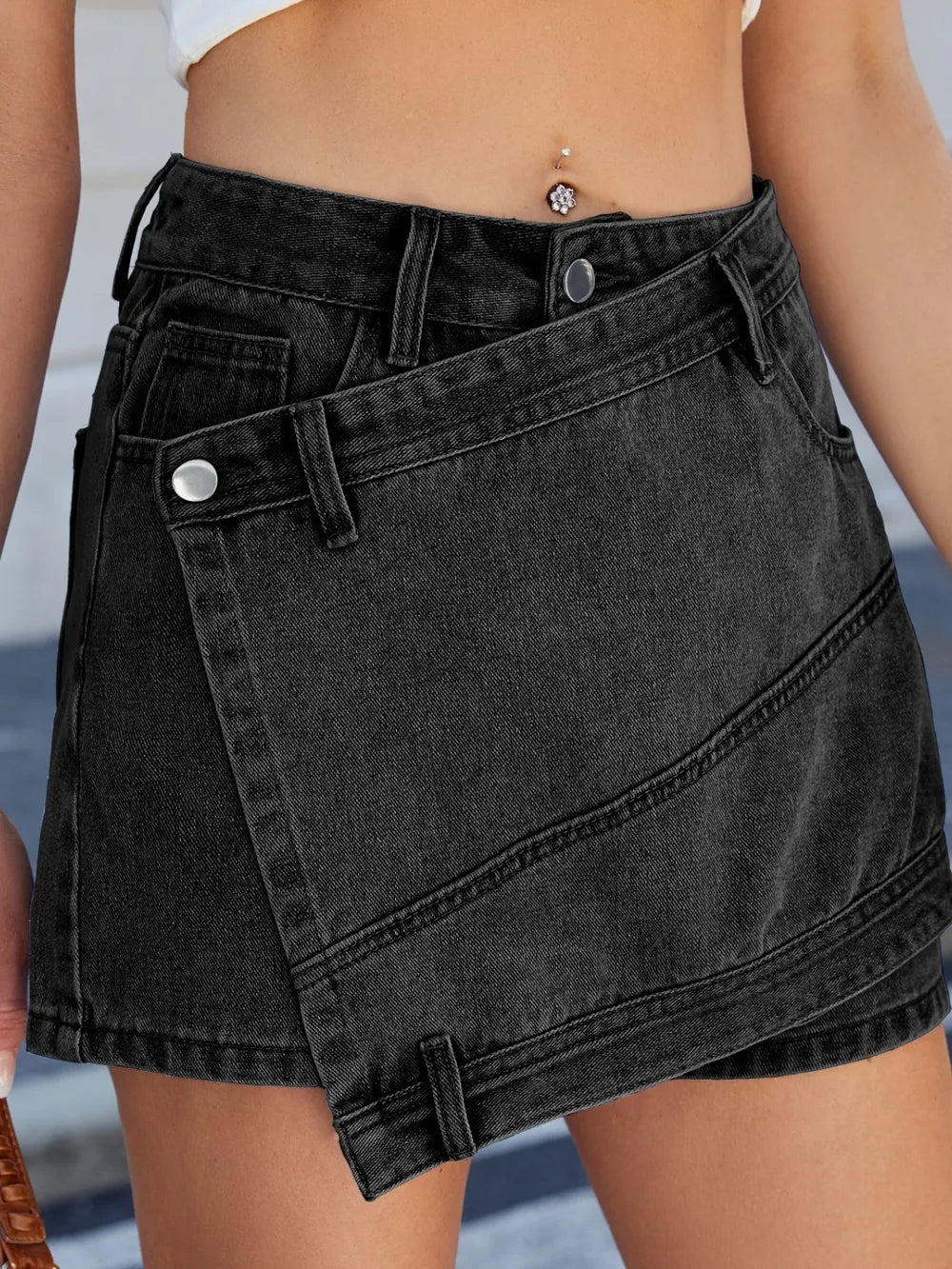 Asymmetrical Denim Skort with Pockets - DicartluzeDicartluzeee15f017 - 562d - 494d - aeaf - e9c5a426b930 - Max