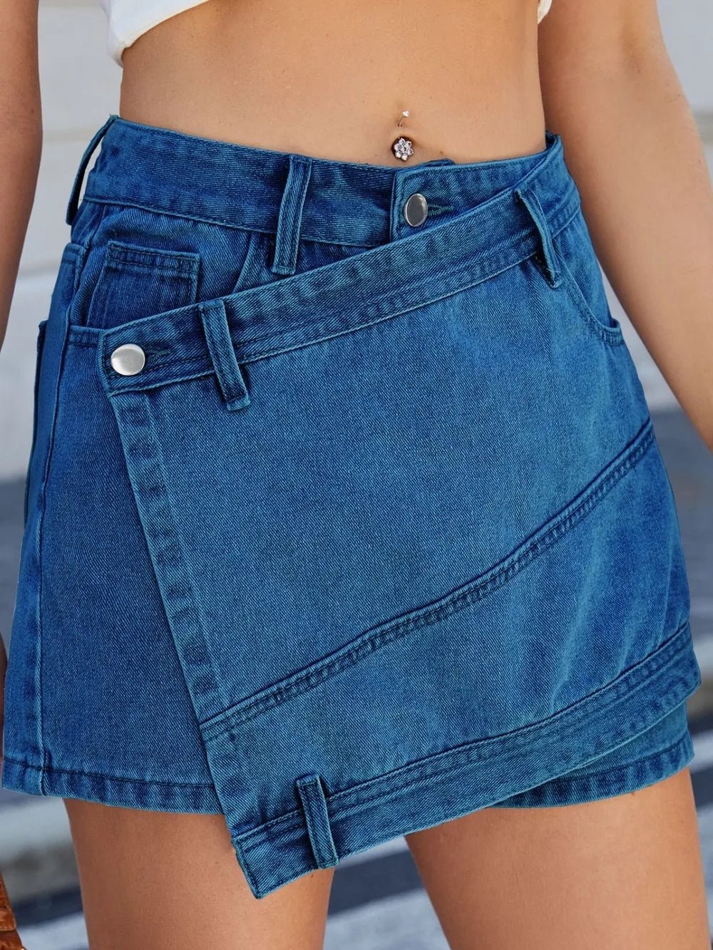 Asymmetrical Denim Skort with Pockets - DicartluzeDicartluzebb6d36a4 - 8e2c - 472a - 9dfa - cc0d35e30e93 - Max