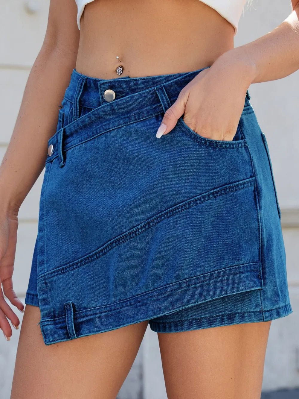 Asymmetrical Denim Skort with Pockets - DicartluzeDicartluze56e005f3 - 5bb3 - 4fa8 - 9242 - 2ca9413b6e79 - Max
