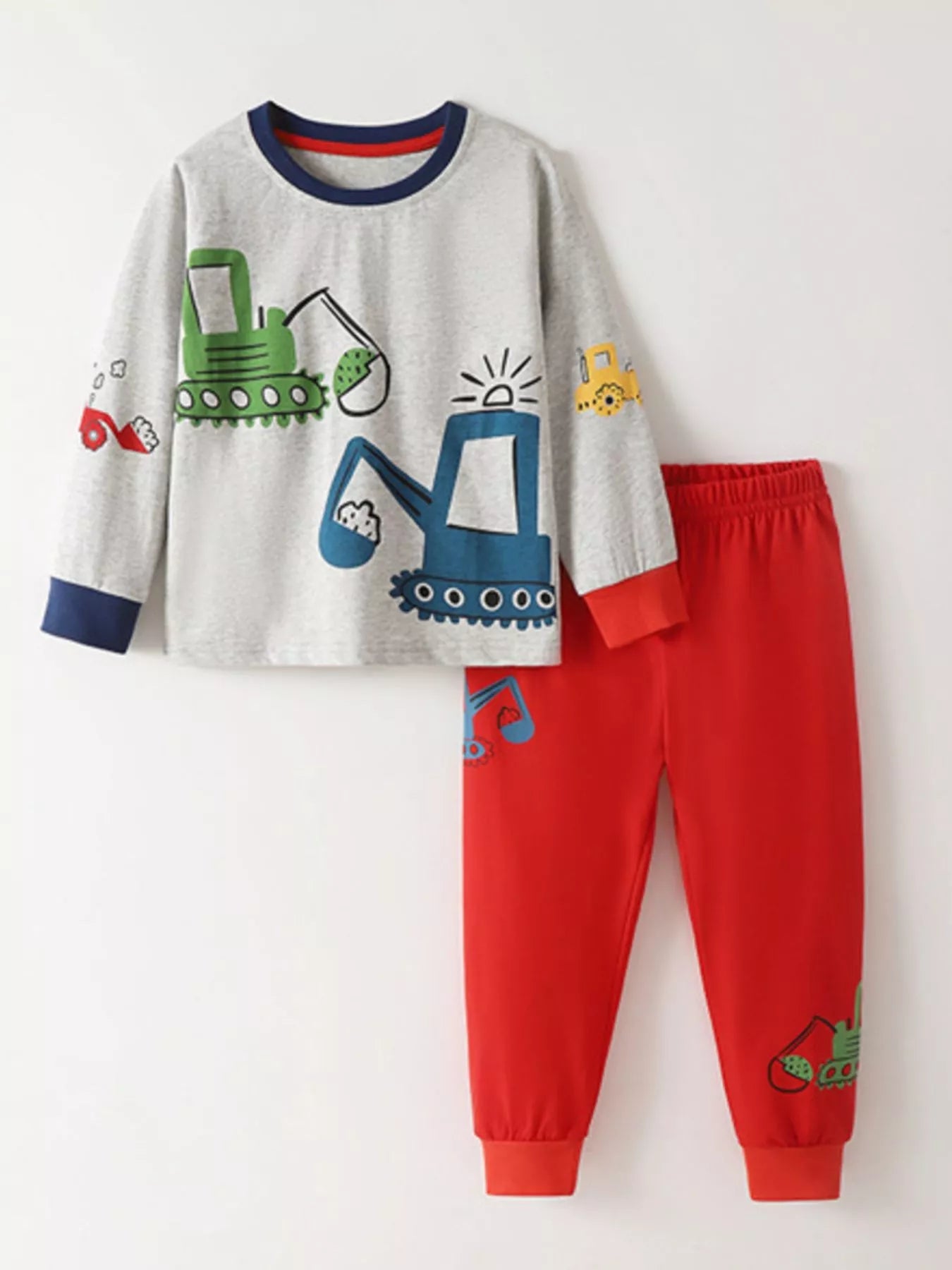 Children's Construction Vehicle Print Pajama Set - DicartluzeDicartluze2e55baa4 - 218e - 4e73 - badc - 39488119ac91 - Max - Origin