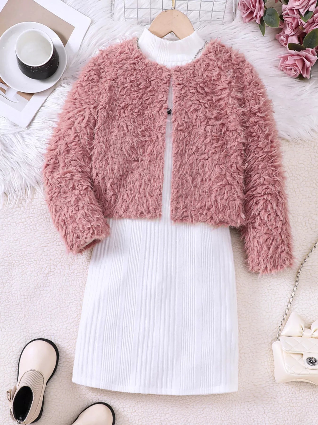 Children's Faux Fur Jacket & Ribbed Dress Set - DicartluzeDicartluze22c646f7dfb6477eb261b15aeb2f98e5 - Max - Origin