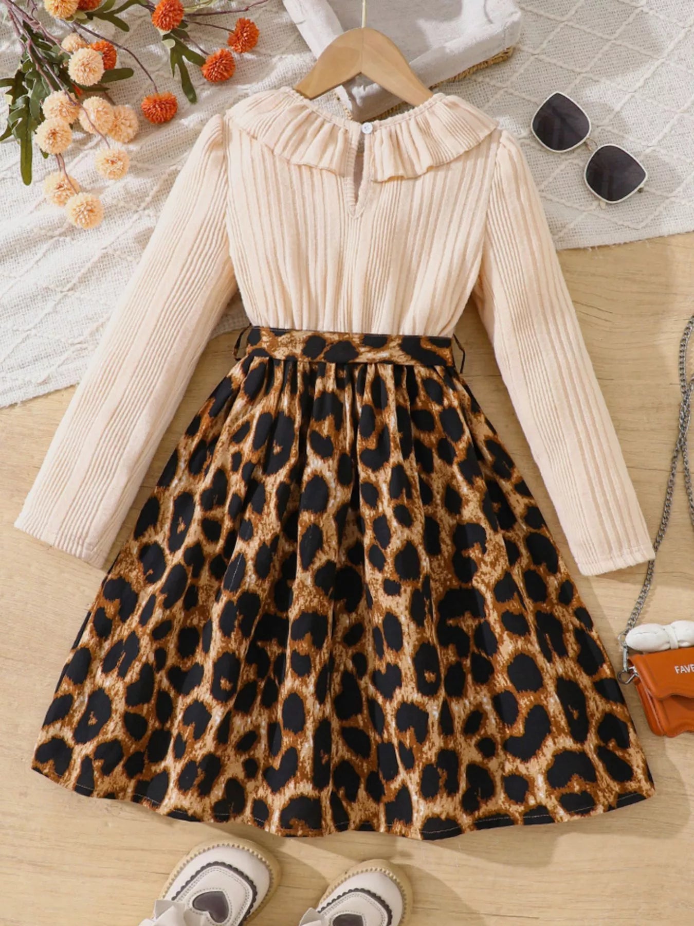 Children's Leopard Print Ruffle Collar Long Sleeve Dress - DicartluzeDicartluzec2630535 - 4837 - 424c - 84be - 93c4b5644653 - Max - Origin