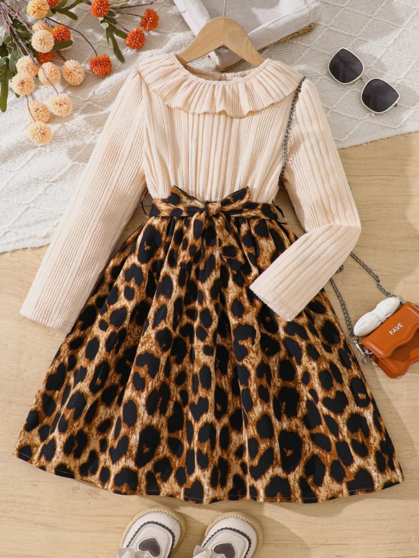 Children's Leopard Print Ruffle Collar Long Sleeve Dress - DicartluzeDicartluze68d8eac4 - 3b03 - 46c2 - 8010 - 8da5a1900e09 - Max - Origin
