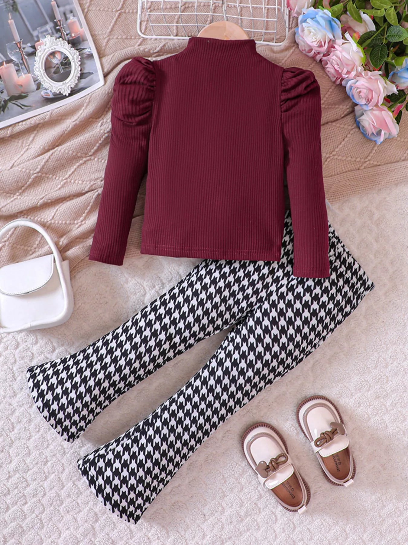 Children's Long Sleeve Top & Houndstooth Pants Set - DicartluzeDicartluze579db000671c441c8b8b9d42b1b70909 - Max - Origin