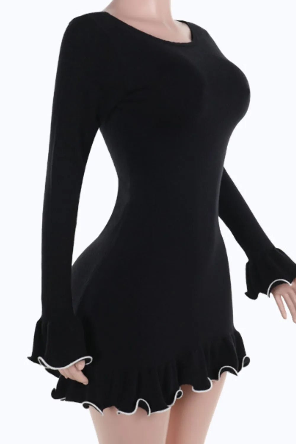 Contrast Trim Long Sleeve Mini Dress - DicartluzeDicartluze8cda6efb - 0f74 - 4f15 - 8602 - fd08810bd869 - Max