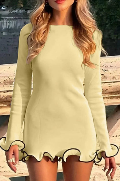 Contrast Trim Long Sleeve Mini Dress - DicartluzeDicartluzefbd3dff1 - e314 - 433d - b289 - df55331e4d06 - Max