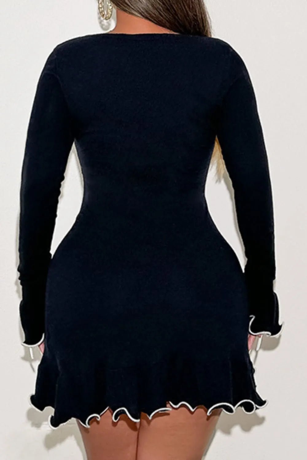 Contrast Trim Long Sleeve Mini Dress - DicartluzeDicartluze1a7ba62b - e92a - 4715 - 9993 - 6e5710bc3c07 - Max