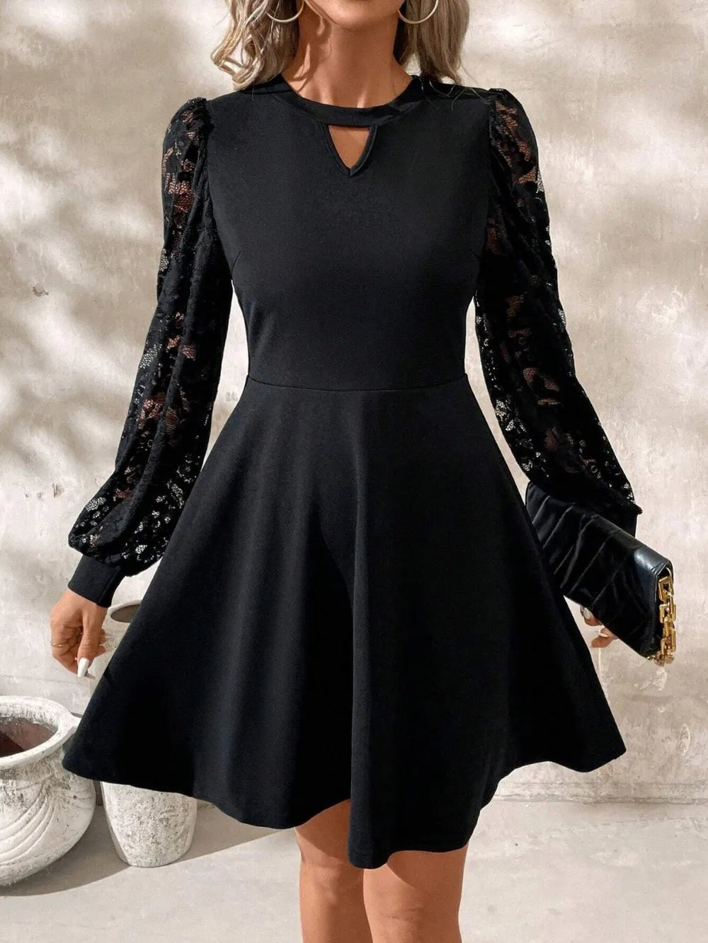 Cutout Lace Long Sleeve Mini Dress - DicartluzeDicartluze61f69a80 - 3aed - 4907 - 9231 - f7e1f5e9d590 - Max