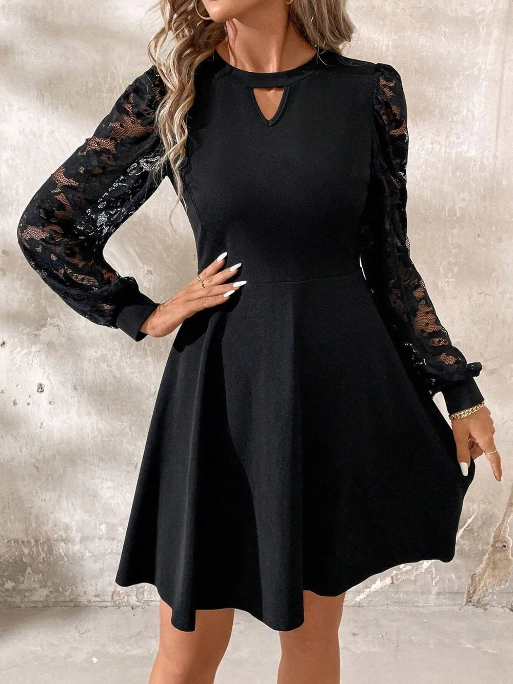 Cutout Lace Long Sleeve Mini Dress - DicartluzeDicartluze54e03965 - 31d3 - 433f - b253 - b6e907f87814 - Max