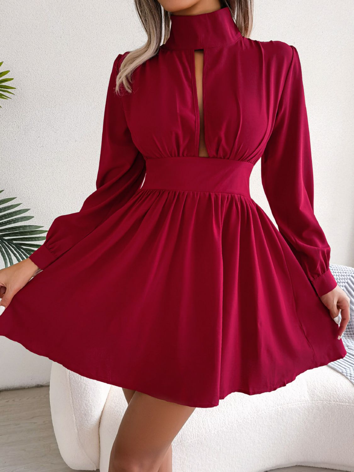Cutout Turtleneck A - Line Mini Dress - DicartluzeDicartluzebae41add101b44f09db0df251fb29250 - Max