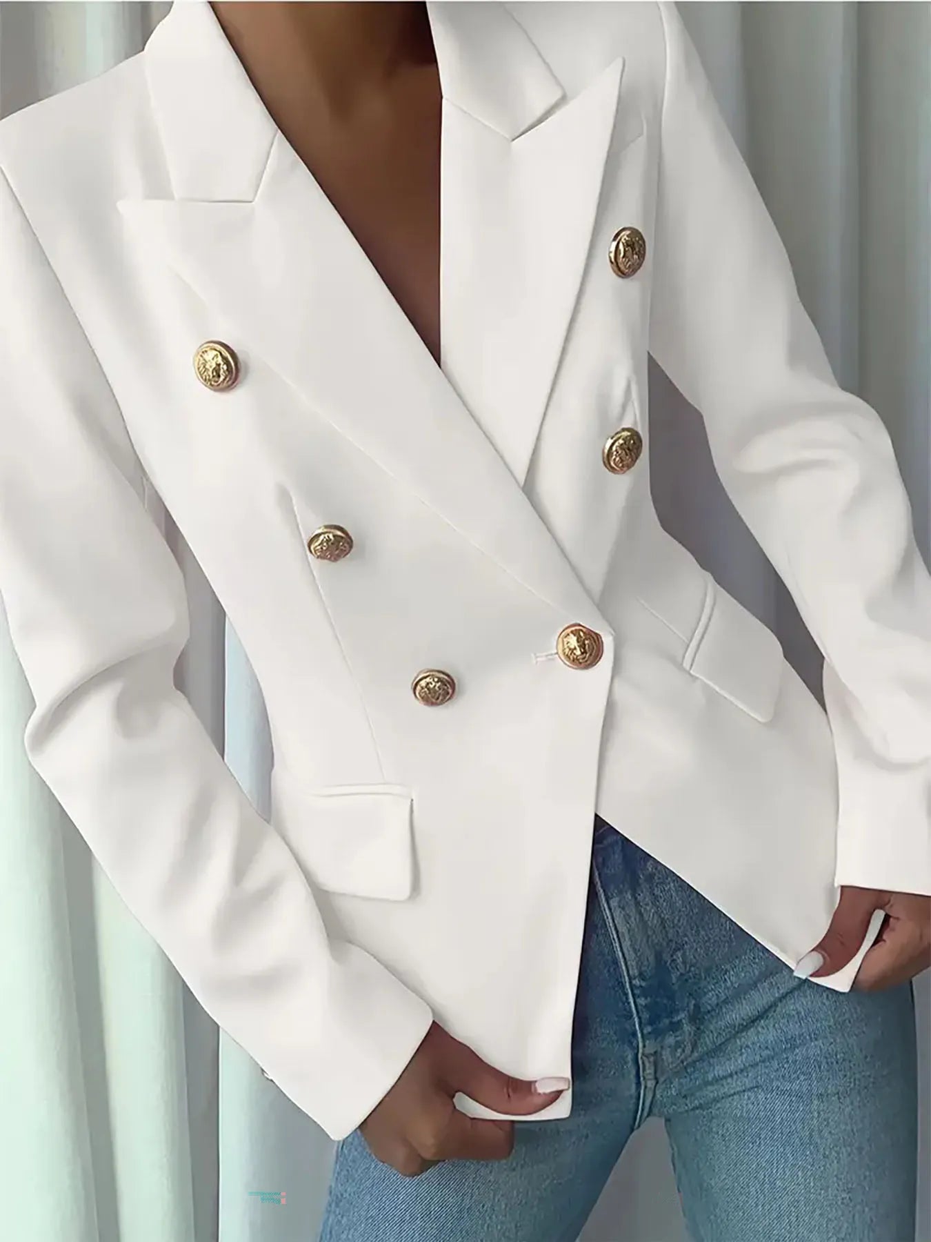 Decor Button Lapel Collar Blazer - DicartluzeDicartluze815f6c1a4b484d2193cd5b25abded317 - Max - Origin