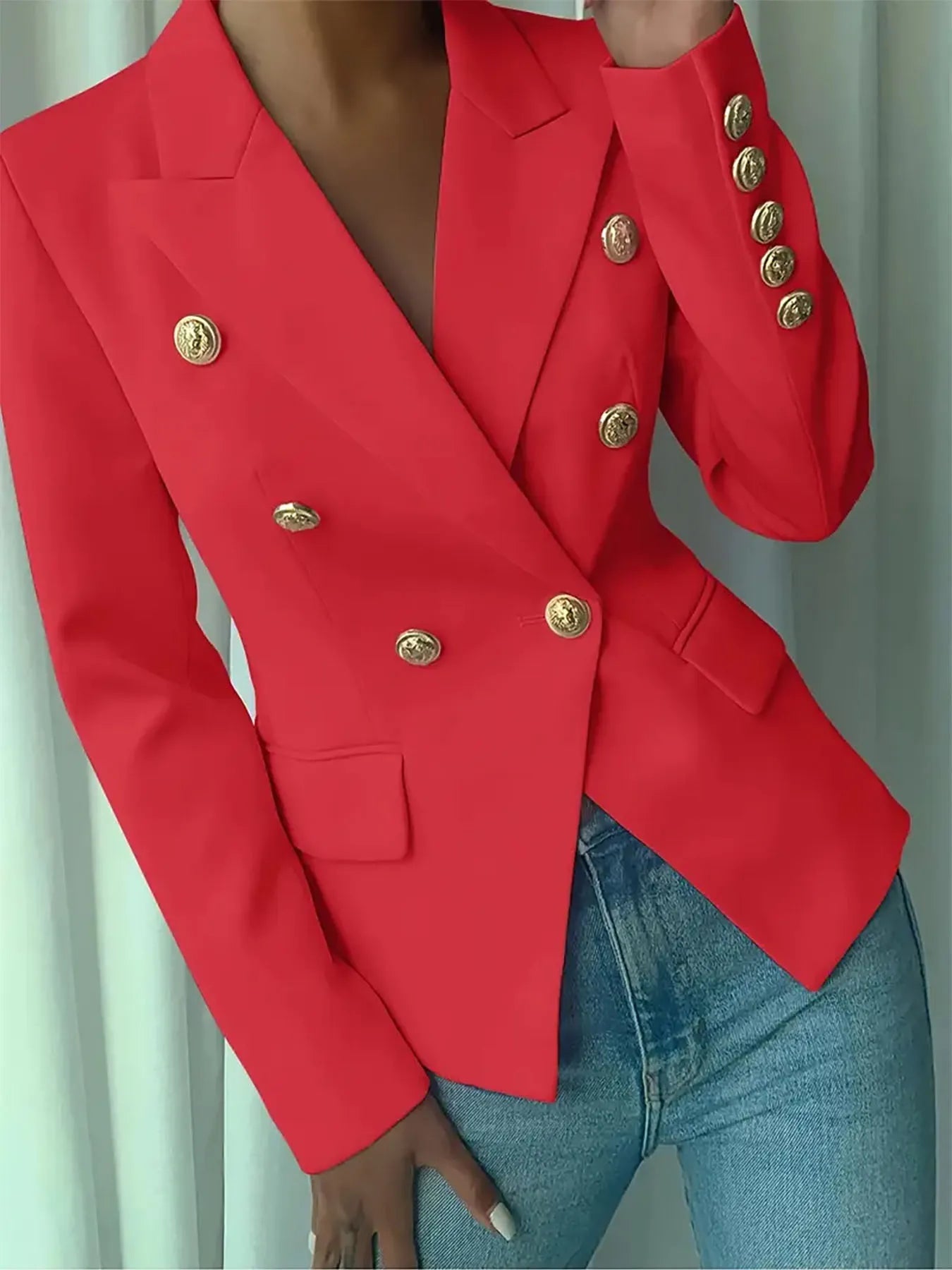 Decor Button Lapel Collar Blazer - DicartluzeDicartluze9194bb882a5344b5bdc8229bd4dff56e - Max - Origin