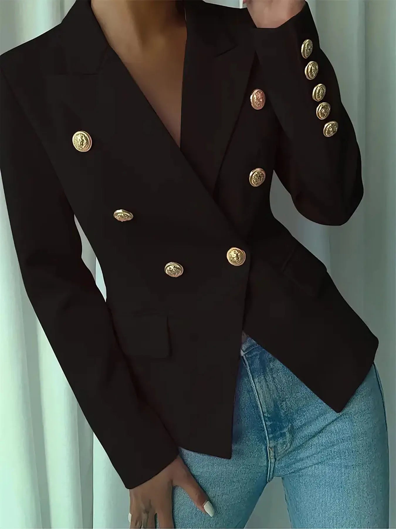 Decor Button Lapel Collar Blazer - DicartluzeDicartluzee97dd2948143465e9b4592db41b9fd8c - Max - Origin