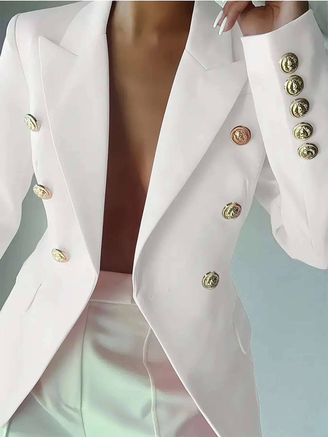 Decor Button Lapel Collar Blazer - DicartluzeDicartluzebbc1badbad614b86ad5329105e0318cd - Max - Origin