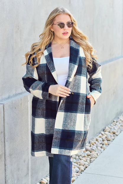 Double Take Full Size Plaid Button Up Lapel Collar Coat - DicartluzeDicartluze118a96f2 - a403 - 426e - a578 - 3d5d964500a7 - Max
