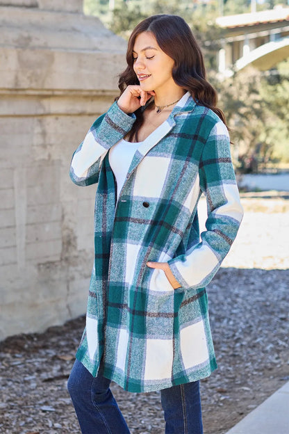 Double Take Full Size Plaid Button Up Lapel Collar Coat - DicartluzeDicartluze6c0cc1dee48843e685f4d00883b23aee - Max