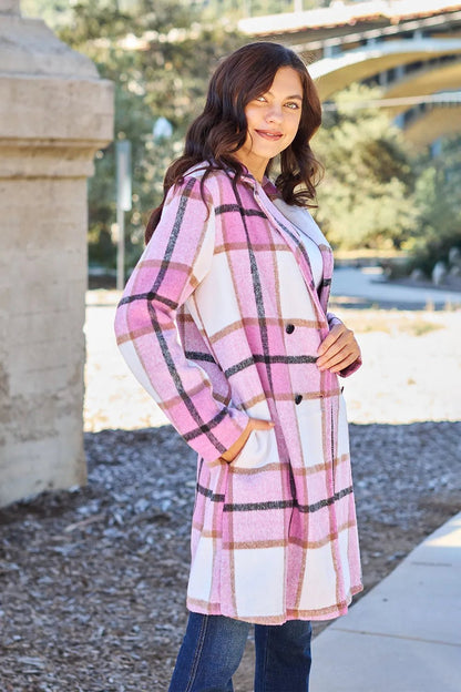 Double Take Full Size Plaid Button Up Lapel Collar Coat - DicartluzeDicartluze9f6c1f6bd55d45eea64f495549b8c4aa - Max