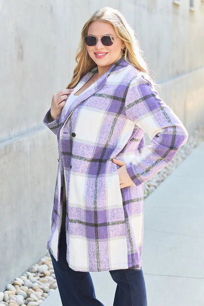 Double Take Full Size Plaid Button Up Lapel Collar Coat - DicartluzeDicartluze0abafbf6 - f0a8 - 40d0 - 9c29 - 275ebc789092 - Max