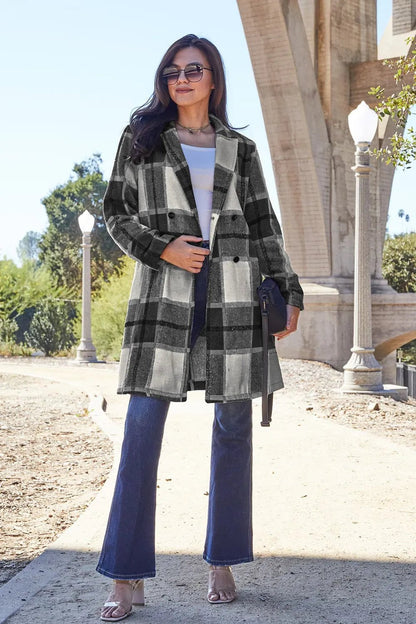 Double Take Full Size Plaid Button Up Lapel Collar Coat - DicartluzeDicartluze264bb85f8fbc4b358e5f75d806e662d7 - Max