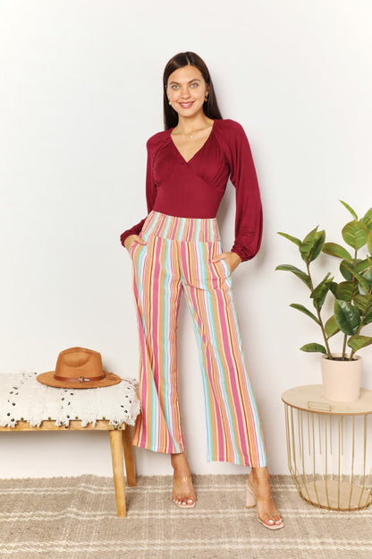 Double Take Striped Smocked Waist Pants with Pockets - DicartluzeDicartluzec7dbba193f8f4b75a0979383909051bb - Max