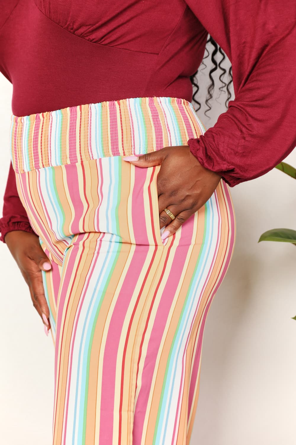Double Take Striped Smocked Waist Pants with Pockets - DicartluzeDicartluze551f5533748640b8aad760e28f7019dd - Max
