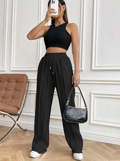 Drawstring Wide Leg Pants with Pockets - DicartluzeDicartluze1af18ad8 - 3f2c - 4546 - b2b6 - eee160331d36 - Max