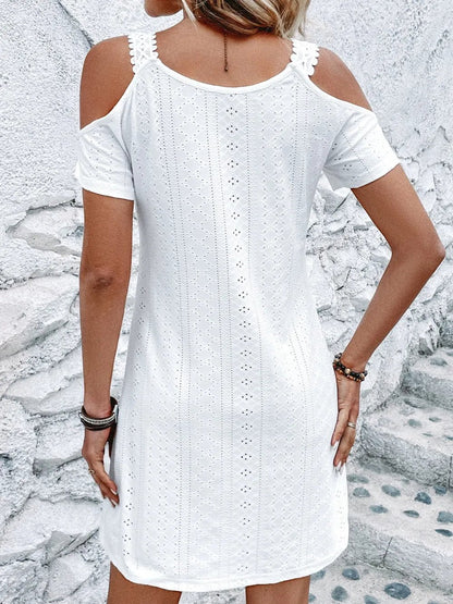 Eyelet V - Neck Cold Shoulder Mini Dress - DicartluzeDicartluzece4449a5 - 5da0 - 4b2f - af5c - a4df7e6fd85e - Max