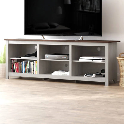 Farmhouse TV Stand in Grey Oak with Brown Wood Finish Top for TVs up to 70 - inch - DicartluzeLiving Room > TV Stands and Entertainment CentersDicartluzeFarmhouse TV Stand in Grey Oak with Brown Wood Finish Top for TVs up to 70 - inch