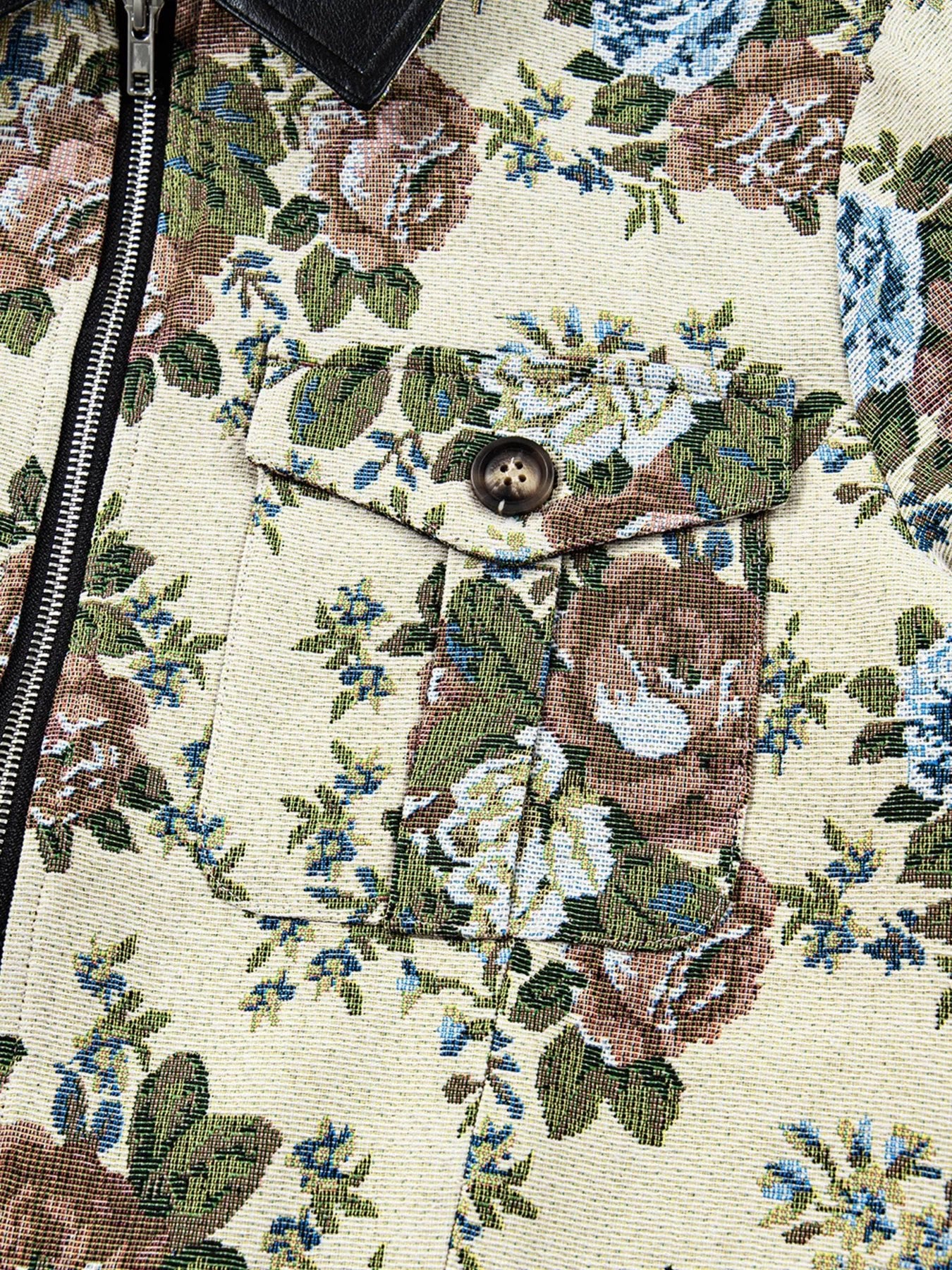 Floral Print Zip Up Contrast Collared Jacket - DicartluzeDicartluzed24225b0780c4d779a55fd4cc1bbaa42 - Max - Origin