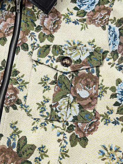 Floral Print Zip Up Contrast Collared Jacket - DicartluzeDicartluzed24225b0780c4d779a55fd4cc1bbaa42 - Max - Origin