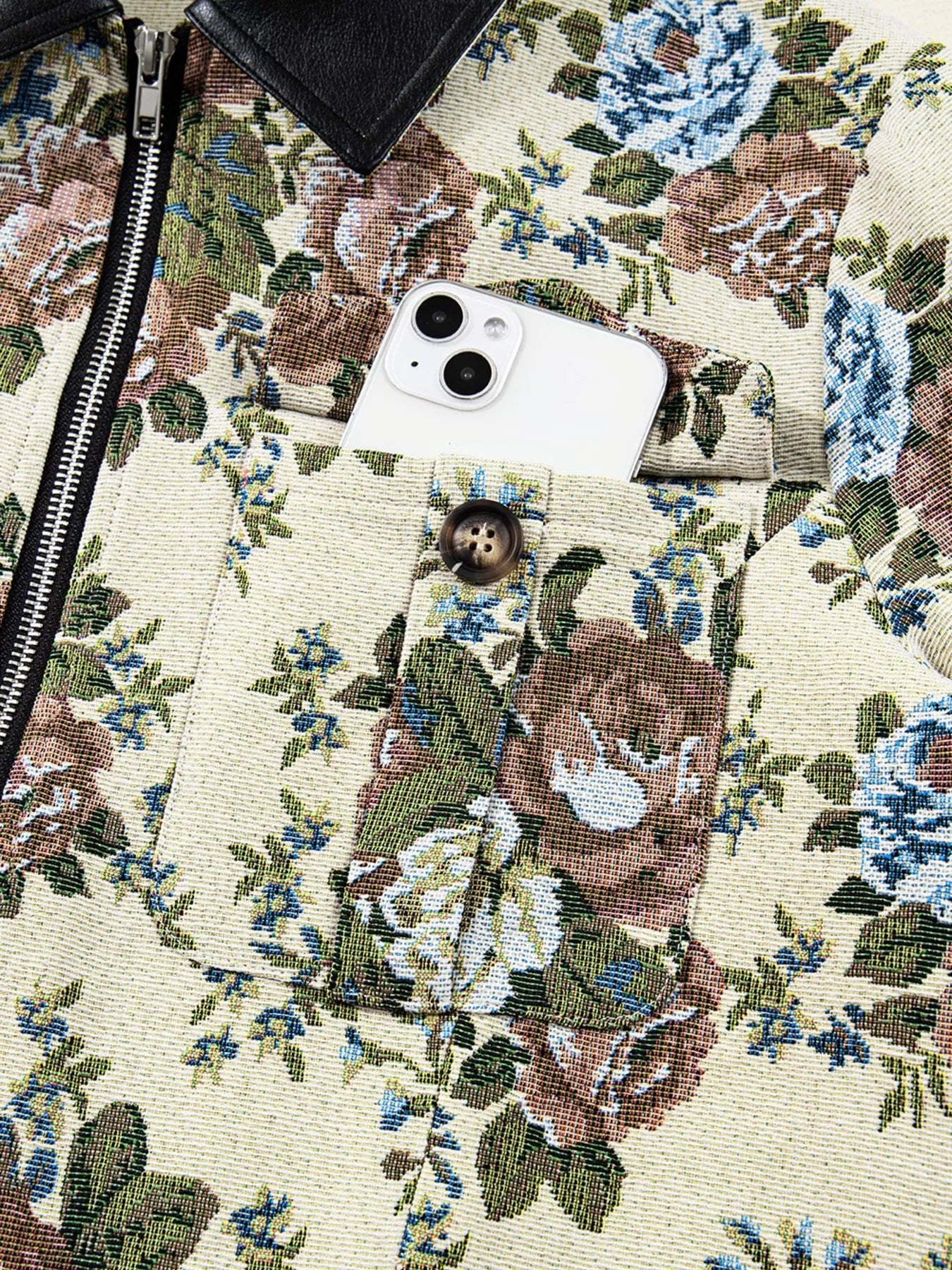 Floral Print Zip Up Contrast Collared Jacket - DicartluzeDicartluze4c71abf9d0d34687b331cb7aabd663a7 - Max - Origin