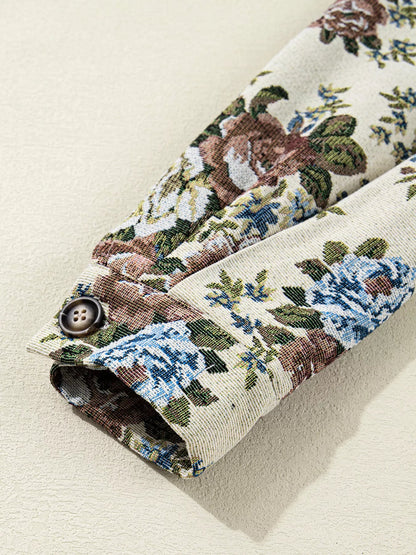 Floral Print Zip Up Contrast Collared Jacket - DicartluzeDicartluze3c4aaa7b50e84d48a31b3e6ba95d0403 - Max - Origin