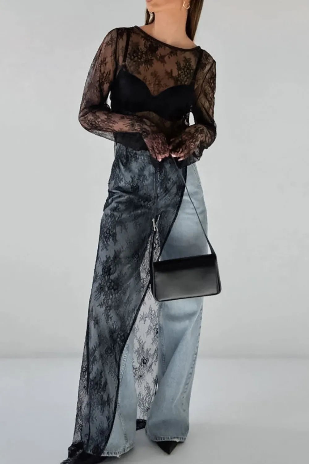 Fringe Round Neck Long Sleeve Lace Sheer Top - DicartluzeDicartluze507e2c72 - facc - 40ff - 89d2 - e2333dbaf12c - Max