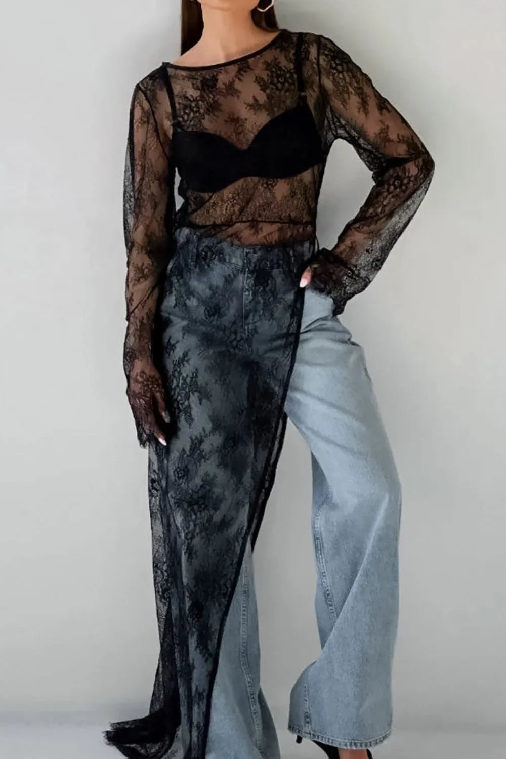 Fringe Round Neck Long Sleeve Lace Sheer Top - DicartluzeDicartluze02d5d7a0 - 149e - 4639 - a431 - b0943cf3dc7e - Max