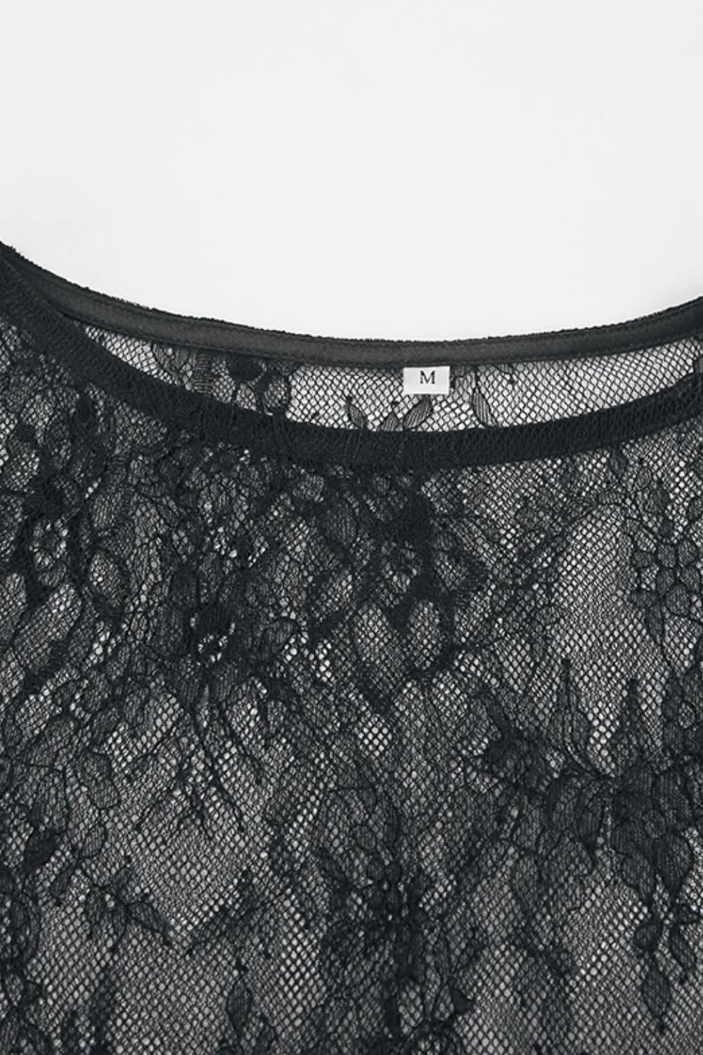 Fringe Round Neck Long Sleeve Lace Sheer Top - DicartluzeDicartluzefc7bcd4b - 9300 - 4792 - a824 - a3b92eaf0f4d - Max