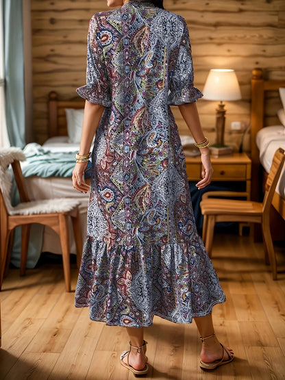 Full Size Bohemian Paisley Print Ruffle Hem Midi Dress Plus Size - DicartluzeDicartluze05e691bfc8284cc2b0b11a47df58f219 - Max - Origin