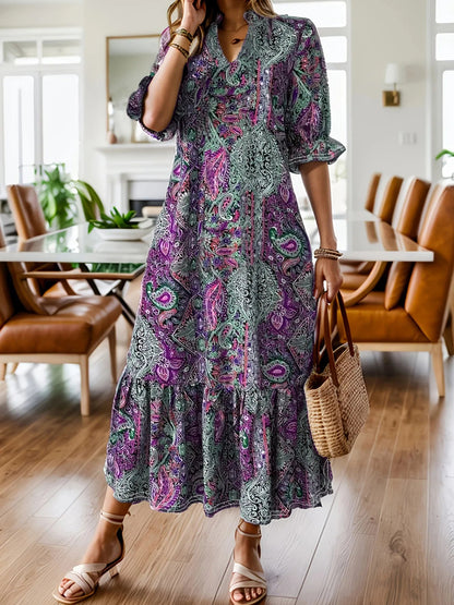 Full Size Bohemian Paisley Print Ruffle Hem Midi Dress Plus Size - DicartluzeDicartluze4040c367853c4d26af3beec6ca35160c - Max - Origin
