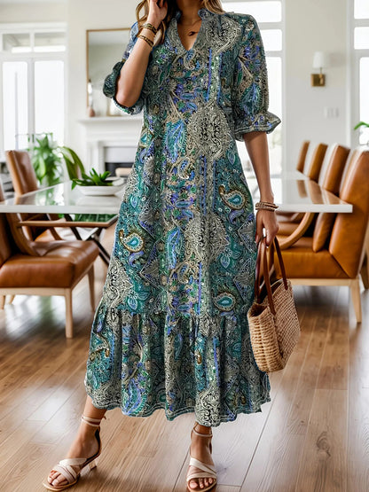 Full Size Bohemian Paisley Print Ruffle Hem Midi Dress Plus Size - DicartluzeDicartluzeb1f484ec3fb24582871f6fba8b4e1720 - Max - Origin