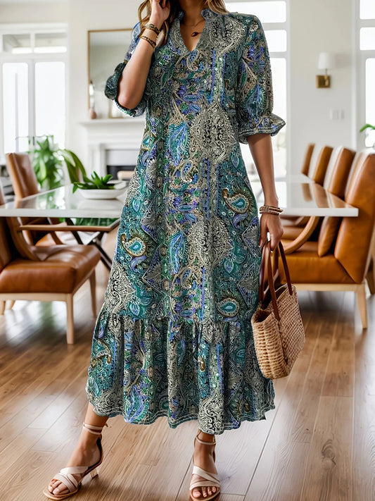 Full Size Bohemian Paisley Print Ruffle Hem Midi Dress Plus Size - DicartluzeDicartluzeb1f484ec3fb24582871f6fba8b4e1720 - Max - Origin