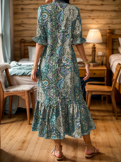 Full Size Bohemian Paisley Print Ruffle Hem Midi Dress Plus Size - DicartluzeDicartluzef679adf8b7e74ff1ae1e0c436609c12f - Max - Origin