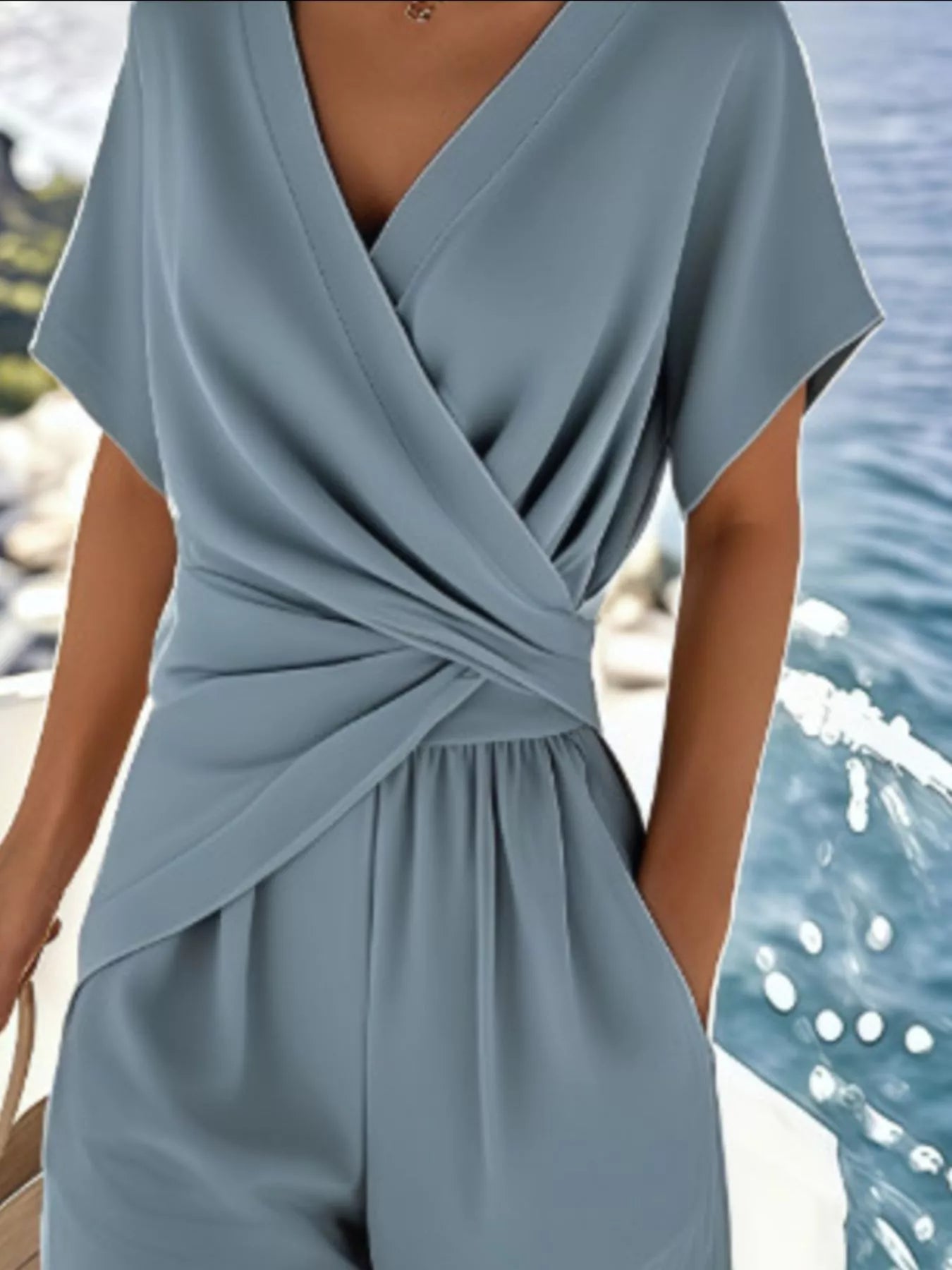 Full Size Surplice Short Sleeve Top and Pants Set Plus Size - DicartluzeDicartluze23662187 - 27ad - 463c - 9194 - 3dcdddebad82 - Max - Origin