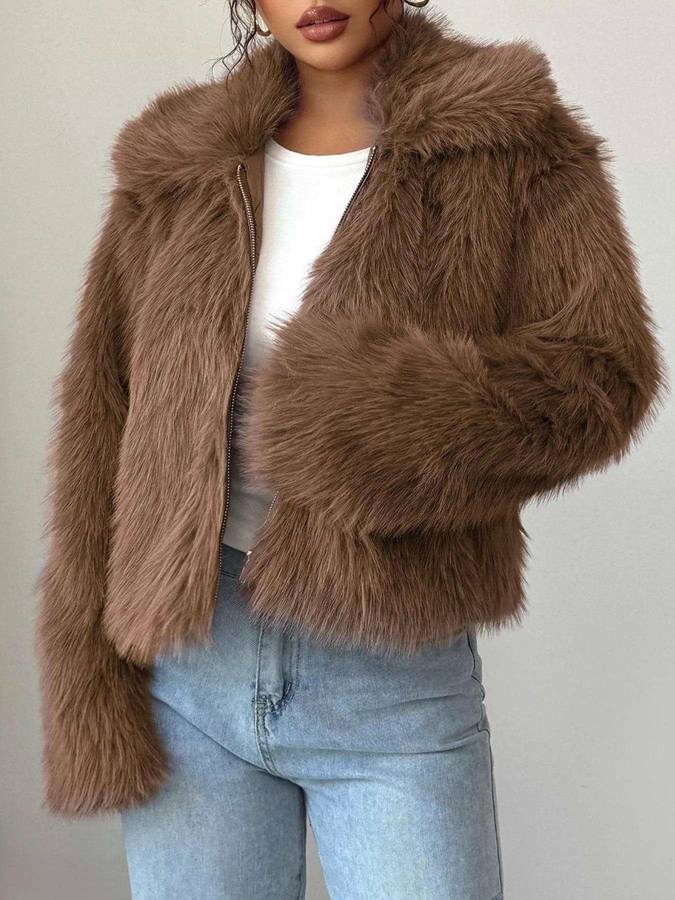 Fuzzy Zip Up Cropped Outerwear - DicartluzeDicartluze09dd802d - 7988 - 48b1 - 8da7 - 257f1a39eba0 - Max - Origin