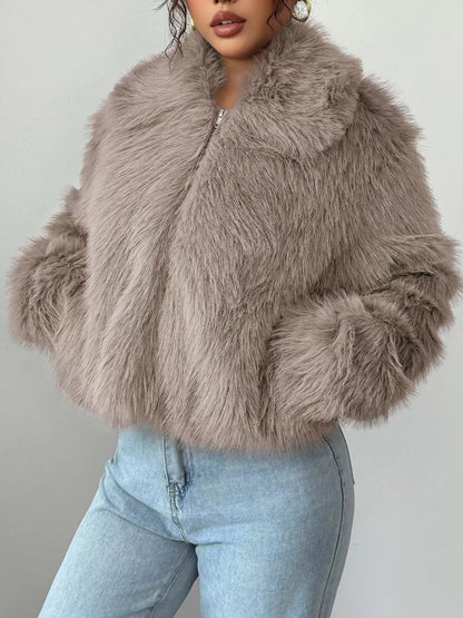 Fuzzy Zip Up Cropped Outerwear - DicartluzeDicartluze9facfe39 - 4a7b - 4d26 - a8ee - f0993cba662c - Max - Origin