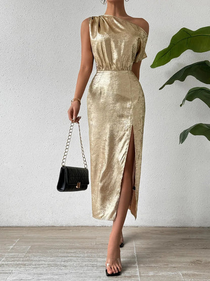 Honey Slit One Shoulder Short Sleeve Midi Dress - DicartluzeDicartluze396fb08d - cd99 - 4cca - a801 - 9f6c6a22bd67 - Max