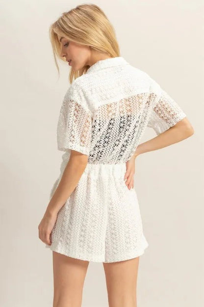 HYFVE Crochet Button Front Short Sleeve Romper - DicartluzeDicartluze134f4f5c - bb57 - 4854 - af65 - e29b695b5b80 - Max