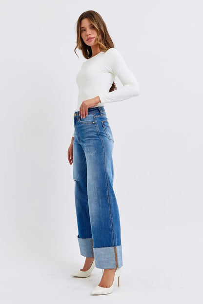 Judy Blue Full Size Distressed High Waist Wide Leg Jeans - DicartluzeDicartluze8c256469 - b7b6 - 48bf - 90ce - 196fa450cb41 - Max