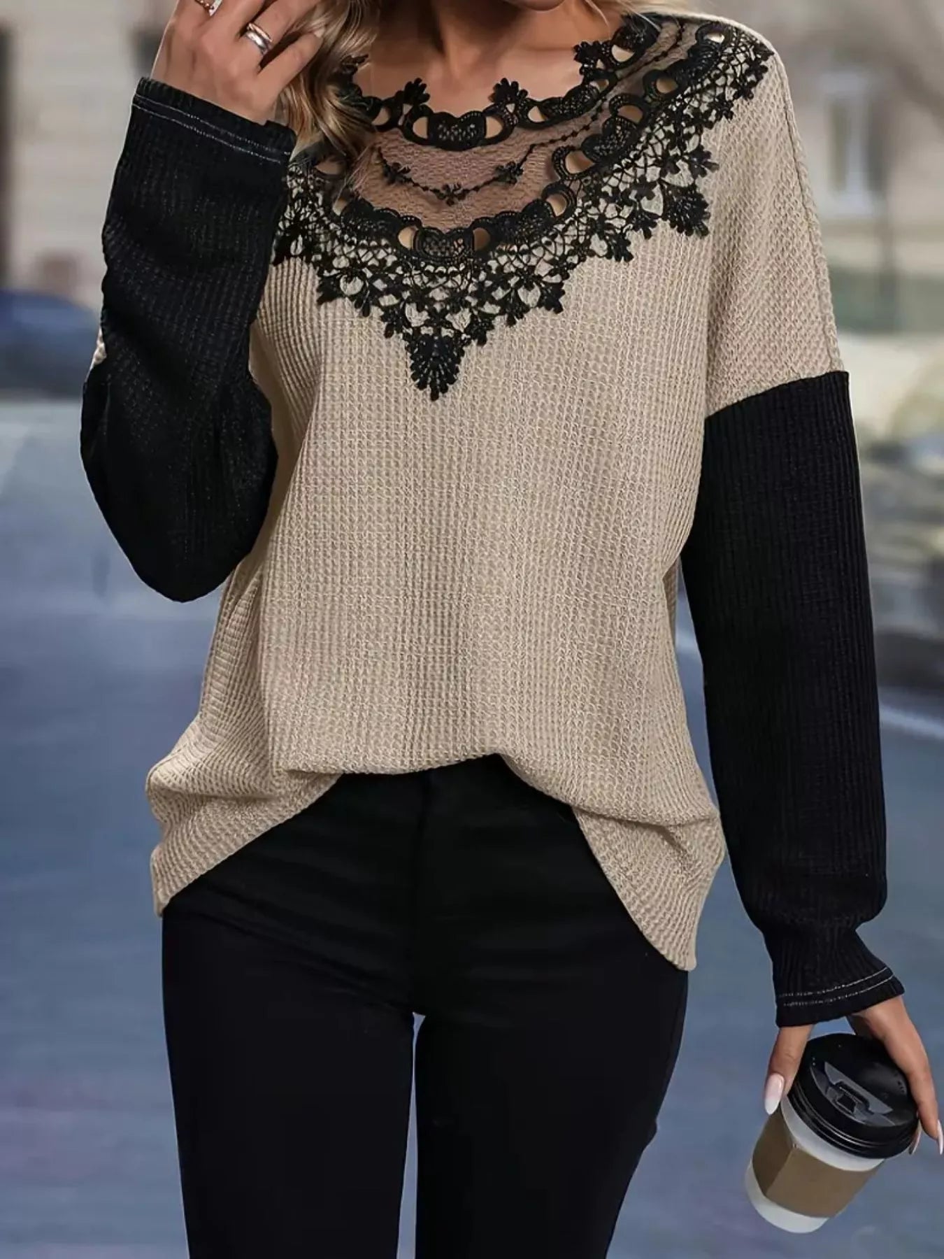 Lace Detail Color Block Long Sleeve T-Shirt - DicartluzeDicartluze4bc65580 - 6932 - 40b3 - b396 - 6e5bf61f3907 - Max - Origin
