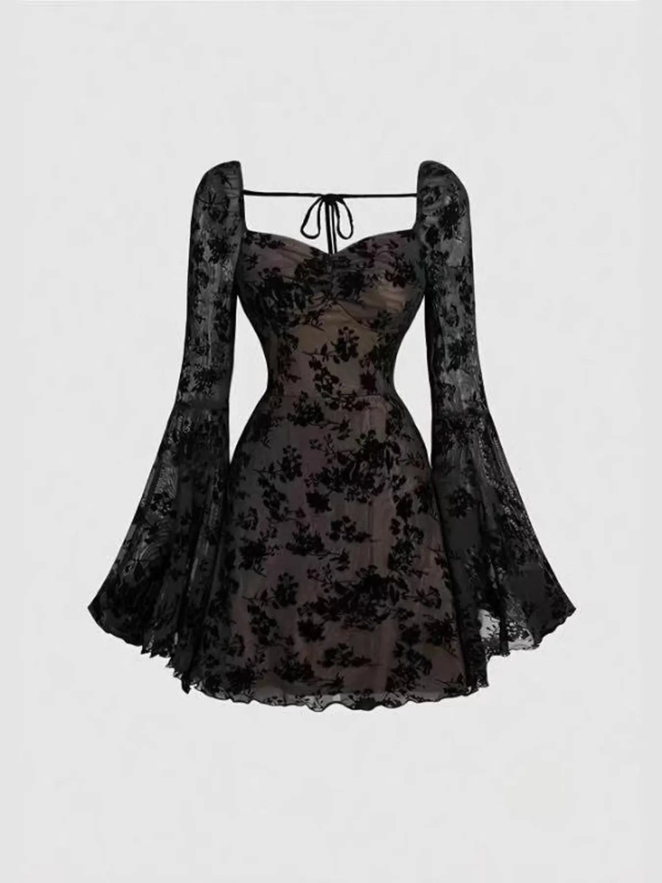 Lace Flare Sleeve Mini Dress - DicartluzeDicartluze51ff4f0c8f8840688ea535e24205170a - Max - Origin